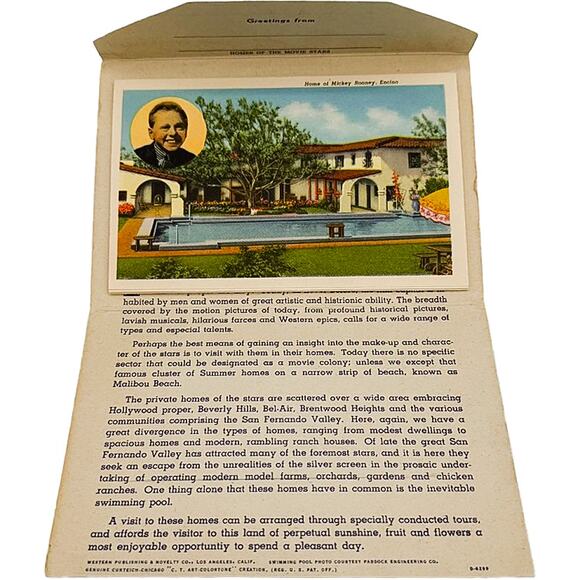 Vintage 1940 Postcard Folder Homes of the Movie Stars Hollywood Los Angeles - Picture 5 of 8